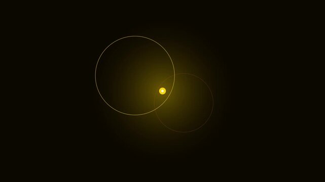 Abstract golden light circles motion background, glowing orb animation, minimalist geometric tech overlay for digital presentations and media 4k