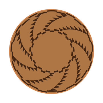 Southern California Indigenous Basket with Spiral Geometric Pattern