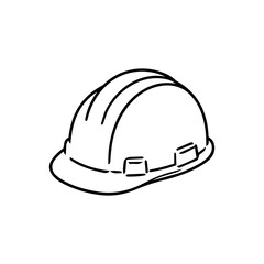 Fototapeta premium Construction Hard Hat Outline Vector Icon