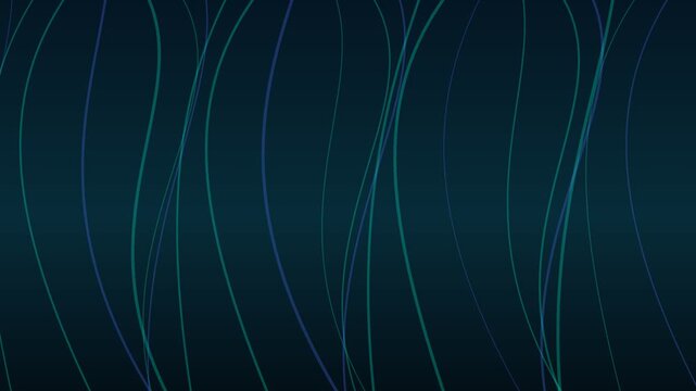 Elegant blue and green flowing wavy lines moving gently upwards on a dark background, representing a seamless and minimalist abstract graphic element for modern and technological themes