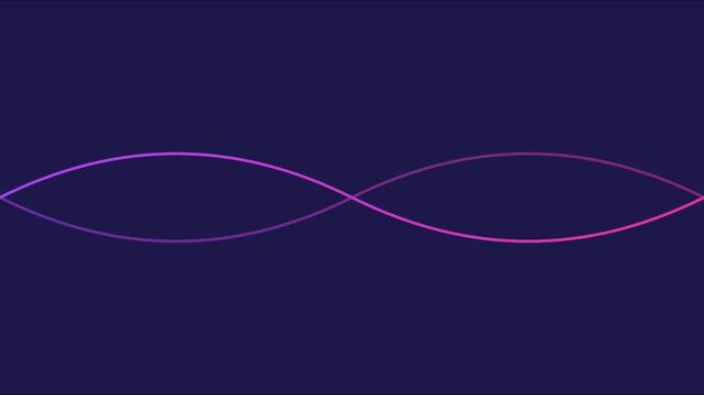 Abstract neon wave motion background: glowing purple and pink sine wave animation for digital technology and science presentations 4k