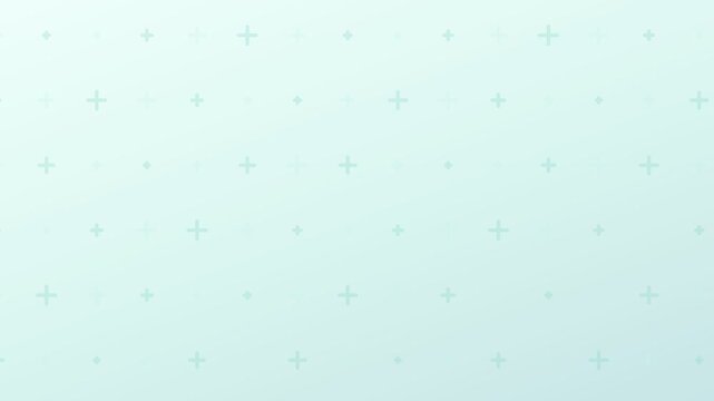 Abstract animated background featuring a grid of plus symbols moving in a seamless loop. Light green minimalist pattern great for corporate presentations, medical topics, or technology visuals