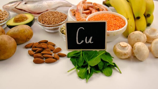 Foods that contain copper. Selective focus.
