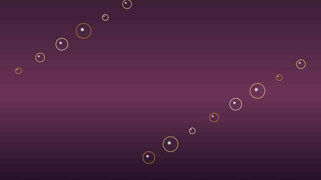 Simple animated circles in yellow and white floating diagonally upwards on a dark magenta gradient background, creating a calm and minimalist visual effect suitable for presentations and overlays