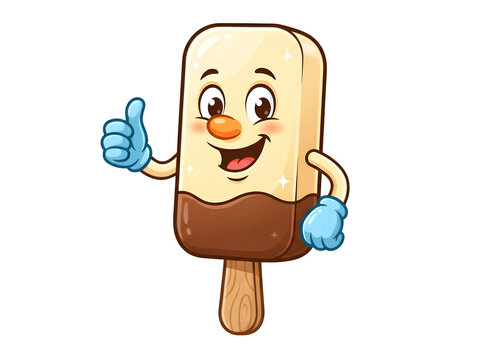 Cartoon ice cream bar character giving a thumbs up isolated on transparent background