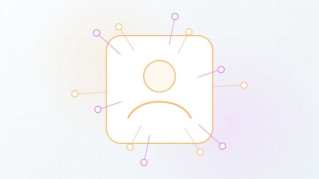 Animated minimalist user avatar icon on a white background, symbolizing connections, data flow, and digital identity within a global communication network for social media or business