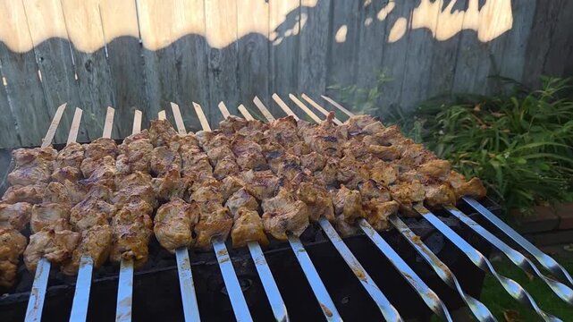 shish kebab on skewers