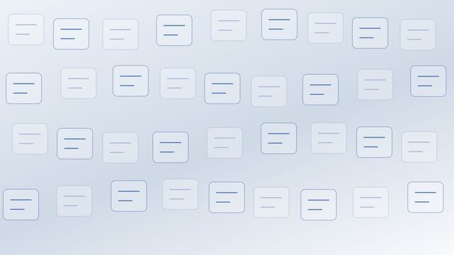 Clean, minimalist light grey background featuring a grid of animated geometric icons. Seamlessly looping modern pattern with subtle movement creating a sophisticated and technological feel