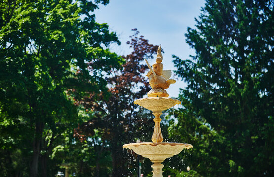 The historic Morrissey Fountain (1870), in the historic Congress Park right in downtown Saratoga Springs, New York