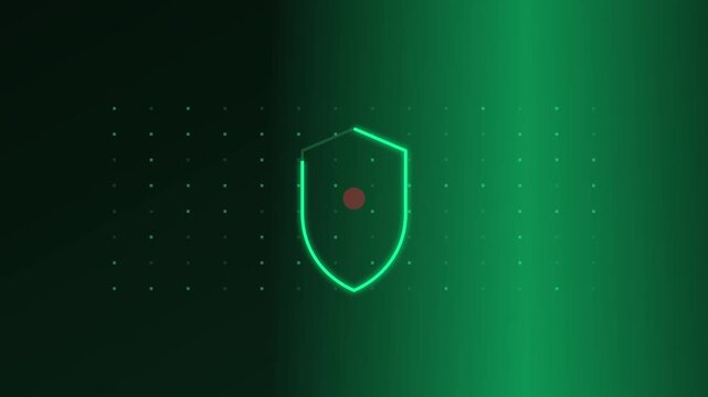 Digital cyber security shield animation with glowing green data protection interface 4k digital shield