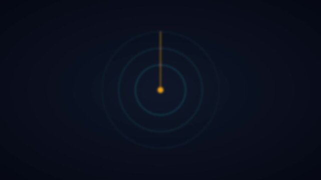 Digital radar screen scanning animation with rotating sweep line on dark 4k background