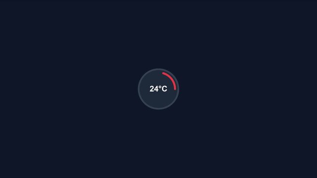 Digital temperature gauge loading animation with 24 degrees celsius display for weather apps and ui interface 4k