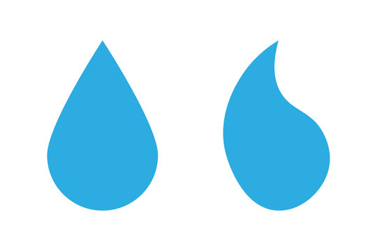 Two blue water drop icons with different shapes