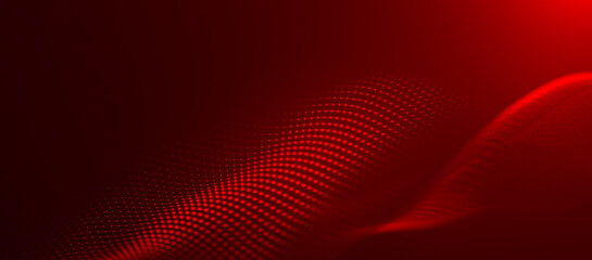 Fototapeta premium Abstract background with dynamic color wave. Futuristic dotted wave of bright particles. Colorful background for presentation design. Wide format 3D illustration.