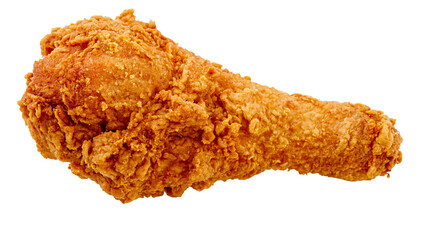 Crispy golden fried chicken drumstick with crunchy breading, isolated on transparent background © Noah
