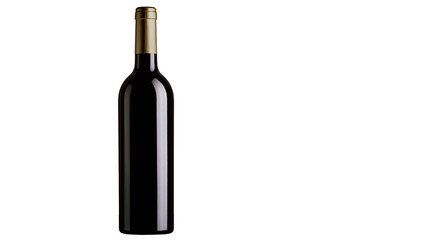 Dark red wine bottle with golden foil cap, isolated on transparent background