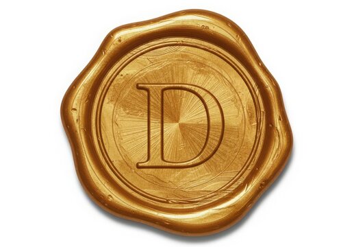 Golden wax seal stamp with letter D