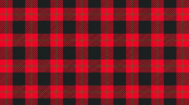 Classic red and black buffalo check plaid seamless pattern.