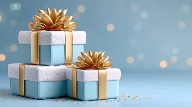 Minimal luxury blue gift stack still life