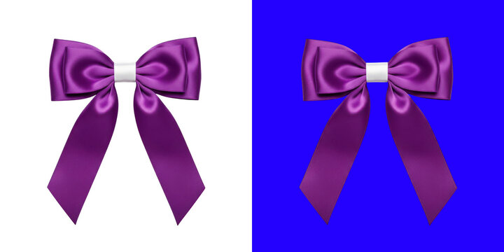 Elegant purple silk ribbon bow for holiday gift wrapping and festive decoration art transparent png