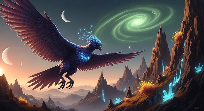 dragon in the night sky