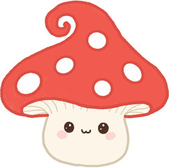 Hand Drawn Cute Mushroom Character Illustration