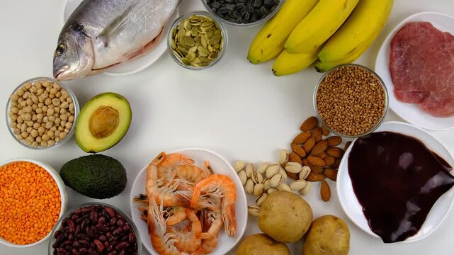 Foods that contain vitamin B6. Selective focus.