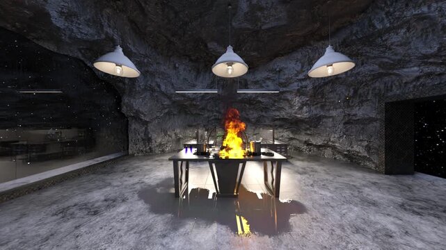 地下アジト　3DCGレンダリング
