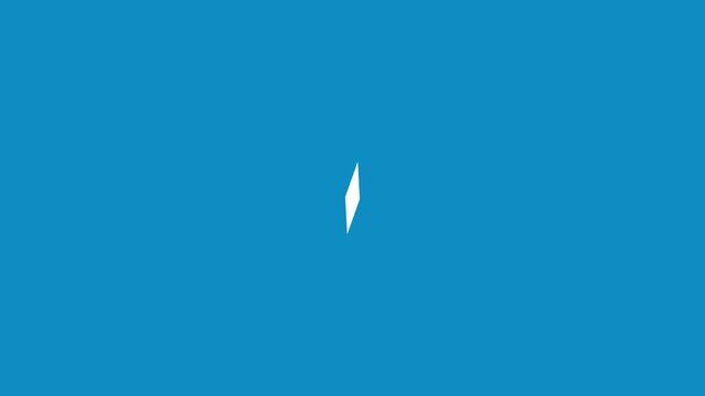Minimalist animation 4k white diamond shape rotating on blue background, for motion spinning