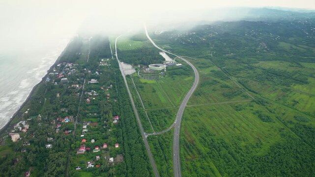 aerial view of the road