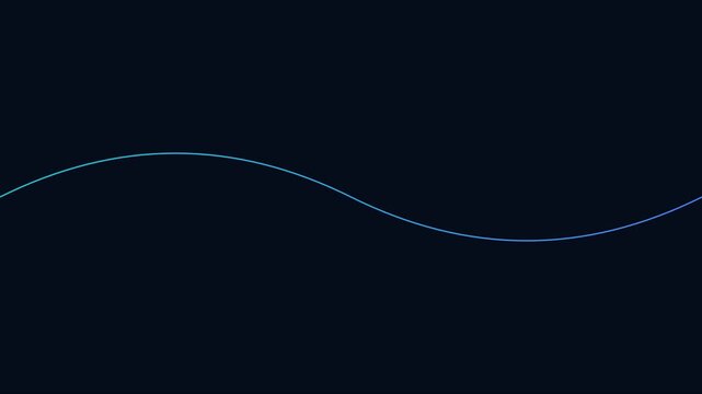 Minimalist blue sine wave animation on dark 4k background, for technology and, science data visualization