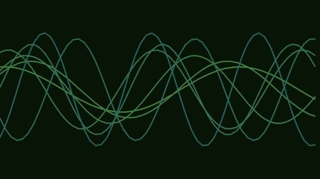 Abstract Wave Lines in Dark Background with Crossing Curves