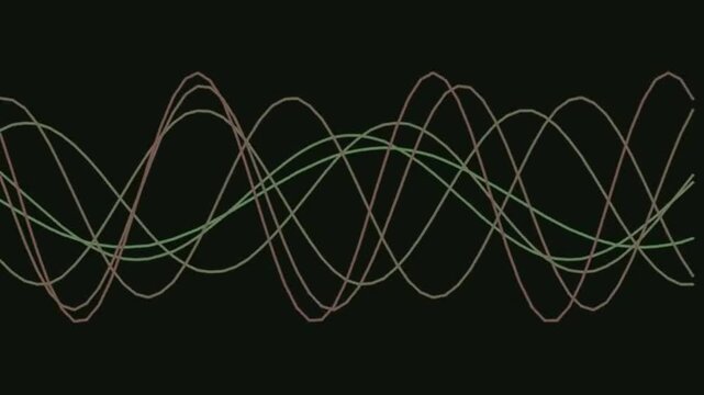 Abstract Wave Lines Moving Across Dark Background