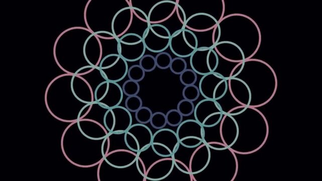 Geometric Circular Pattern Exploring Circles in Multicolor On Dark Background