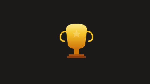 Golden trophy cup animation for business success and achievement concepts 4k