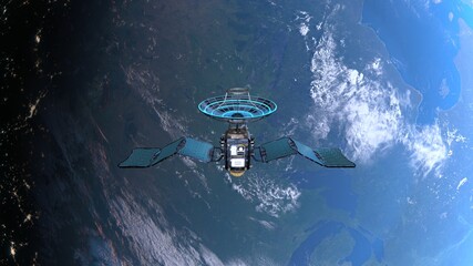 人工衛星と地球　3DCGレンダリング © tsuneomp