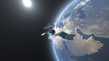 人工衛星と地球　3DCGレンダリング © tsuneomp