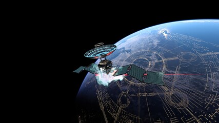 人工衛星と地球　3DCGレンダリング © tsuneomp
