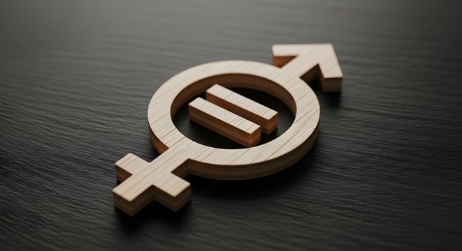 Gender equality symbol with equal sign concept