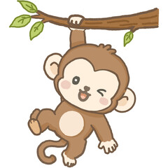 Hand Drawn Cute Monkey Character Illustration  © 정원 조