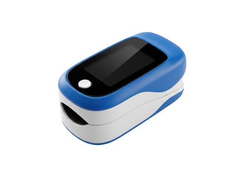 Portable digital pulse oximeter for blood oxygen monitoring isolated on transparent background