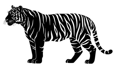 Obraz premium Tiger Silhouette PNG Isolated on Transparent Background