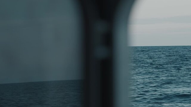 Expeditional sailing vessel moves in the open ocean