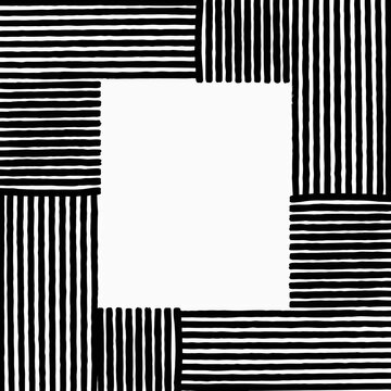 Abstract hand drawn black and white striped frame background
