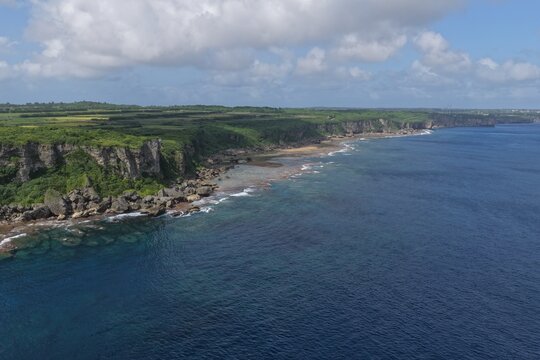 Aerial view of Muiga Cliffs - Miyako Island - Okinawa - Japan