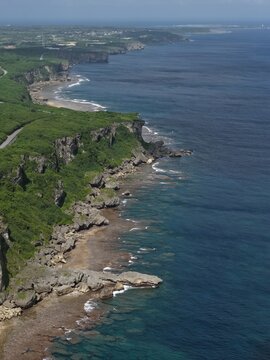 Aerial view of Muiga Cliffs - Miyako Island - Okinawa - Japan