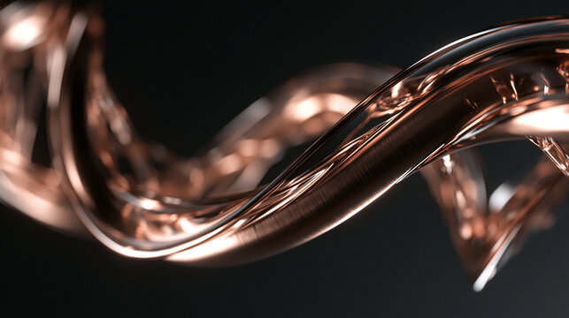 Metallic Rose Gold DNA Double Helix Conceptual Rendering