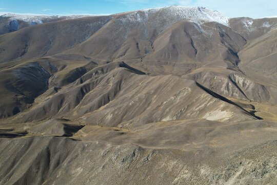 Aerial view of Lindis Pass - South Island - New Zealand
