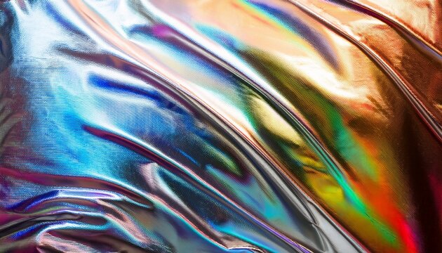 Silver Iridescent Hologram Rainbow Foil Texture Background