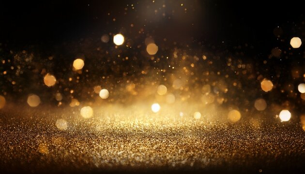Glitter Vintage Lights Background Light Gold And Black Defocus